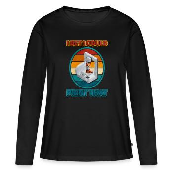 Impression 3D - T-shirt manches longues Premium bio Femme - noir - Devant - Julia (174cm)