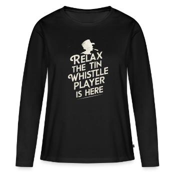 Tin Whistle - Women's Premium Organic Long Sleeve Shirt - black - Front - Julia (174cm)