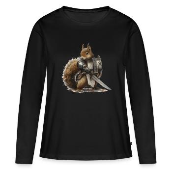 Chevalier écureuil Moyen Âge - T-shirt manches longues Premium bio Femme - noir - Devant - Julia (174cm)