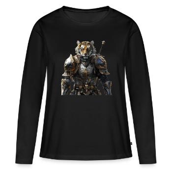 Tiger Knight Moyen Âge - T-shirt manches longues Premium bio Femme - noir - Devant - Julia (174cm)