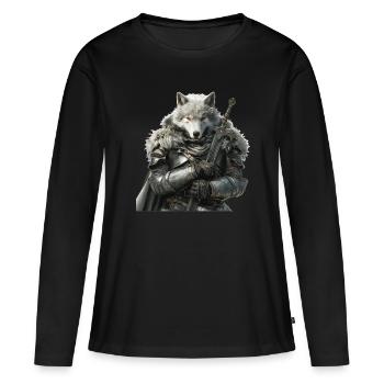 Wolf Knight Moyen Âge - T-shirt manches longues Premium bio Femme - noir - Devant - Julia (174cm)