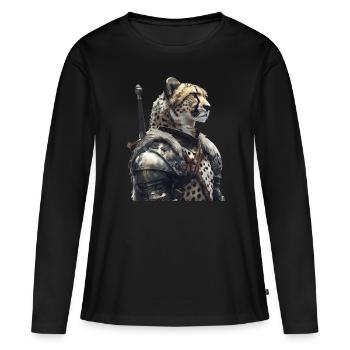 Chevalier guépard Moyen Âge - T-shirt manches longues Premium bio Femme - noir - Devant - Julia (174cm)