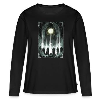 Tarot d’évaluation - T-shirt manches longues Premium bio Femme - noir - Devant - Julia (174cm)
