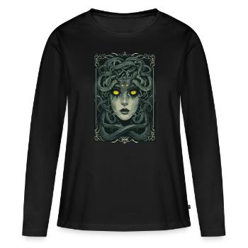 Tarot Méduse - T-shirt manches longues Premium bio Femme - noir - Devant - Julia (174cm)