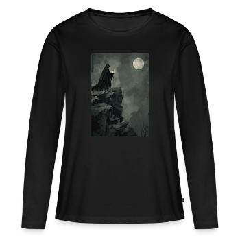 Le Tarot de l’Ermite - T-shirt manches longues Premium bio Femme - noir - Devant - Julia (174cm)