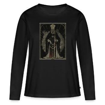 Le Tarot Hiérophante - T-shirt manches longues Premium bio Femme - noir - Devant - Julia (174cm)