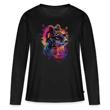 Écureuil - T-shirt manches longues Premium bio Femme - noir - Devant - Julia (174cm)
