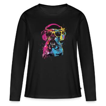 Bulldog - Frauen Premium Bio Langarmshirt - Schwarz - Vorne - Julia (174cm)