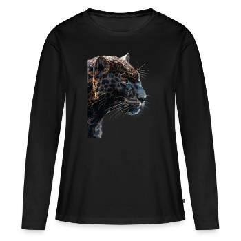 Panthère - T-shirt manches longues Premium bio Femme - noir - Devant - Julia (174cm)