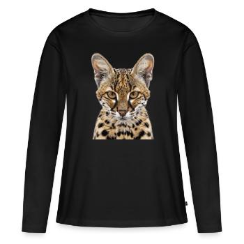 Chat de la savane - T-shirt manches longues Premium bio Femme - noir - Devant - Julia (174cm)