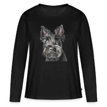 Terrier écossais - T-shirt manches longues Premium bio Femme - noir - Devant - Julia (174cm)
