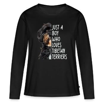 Terrier tibétain - T-shirt manches longues Premium bio Femme - noir - Devant - Julia (174cm)