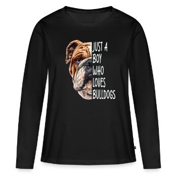 Bouledogue - T-shirt manches longues Premium bio Femme - noir - Devant - Julia (174cm)