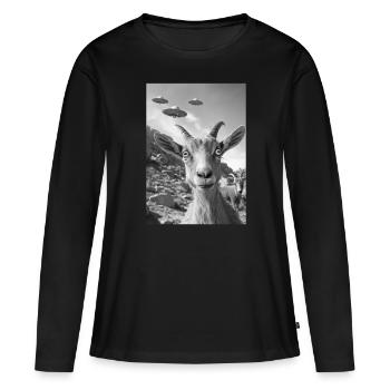 Ovni Selfie Bouquetin - T-shirt manches longues Premium bio Femme - noir - Devant - Julia (174cm)