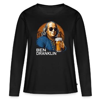 Ben Dranklin - Conception drôle d’amateur de bière - T-shirt manches longues Premium bio Femme - noir - Devant - Julia (174cm)