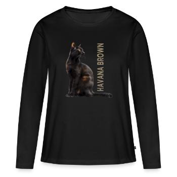 Brun Havane - T-shirt manches longues Premium bio Femme - noir - Devant - Julia (174cm)