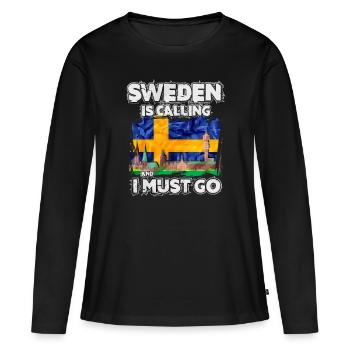Schweden - Frauen Premium Bio Langarmshirt - Schwarz - Vorne - Julia (174cm)