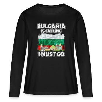 Bulgarie - T-shirt manches longues Premium bio Femme - noir - Devant - Julia (174cm)