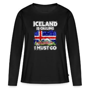 Islande - T-shirt manches longues Premium bio Femme - noir - Devant - Julia (174cm)