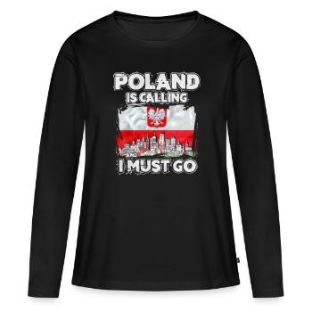 Pologne - T-shirt manches longues Premium bio Femme - noir - Devant - Julia (174cm)