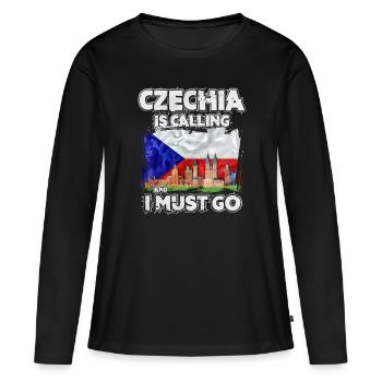 Tchéquie - T-shirt manches longues Premium bio Femme - noir - Devant - Julia (174cm)