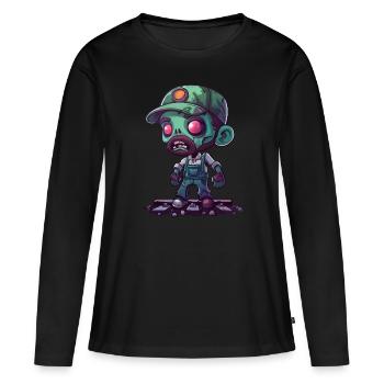 Halloween des cheminots - T-shirt manches longues Premium bio Femme - noir - Devant - Julia (174cm)