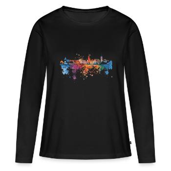 Lindau (Lac de Constance) - T-shirt manches longues Premium bio Femme - noir - Devant - Julia (174cm)