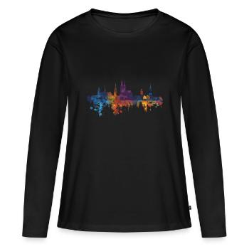Mayence - T-shirt manches longues Premium bio Femme - noir - Devant - Julia (174cm)