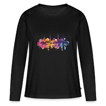 Mannheim - T-shirt manches longues Premium bio Femme - noir - Devant - Julia (174cm)