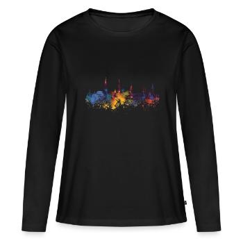 Neustadt an der Weinstraße - T-shirt manches longues Premium bio Femme - noir - Devant - Julia (174cm)