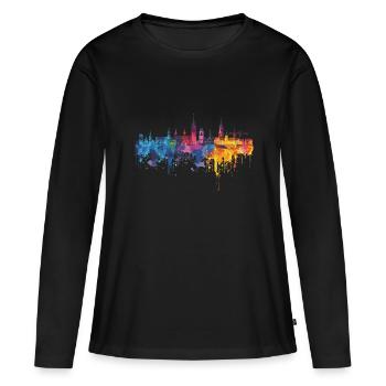 Nuremberg - T-shirt manches longues Premium bio Femme - noir - Devant - Julia (174cm)