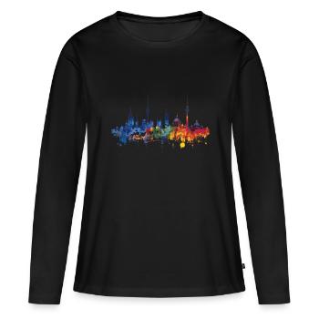Oldenburg - T-shirt manches longues Premium bio Femme - noir - Devant - Julia (174cm)
