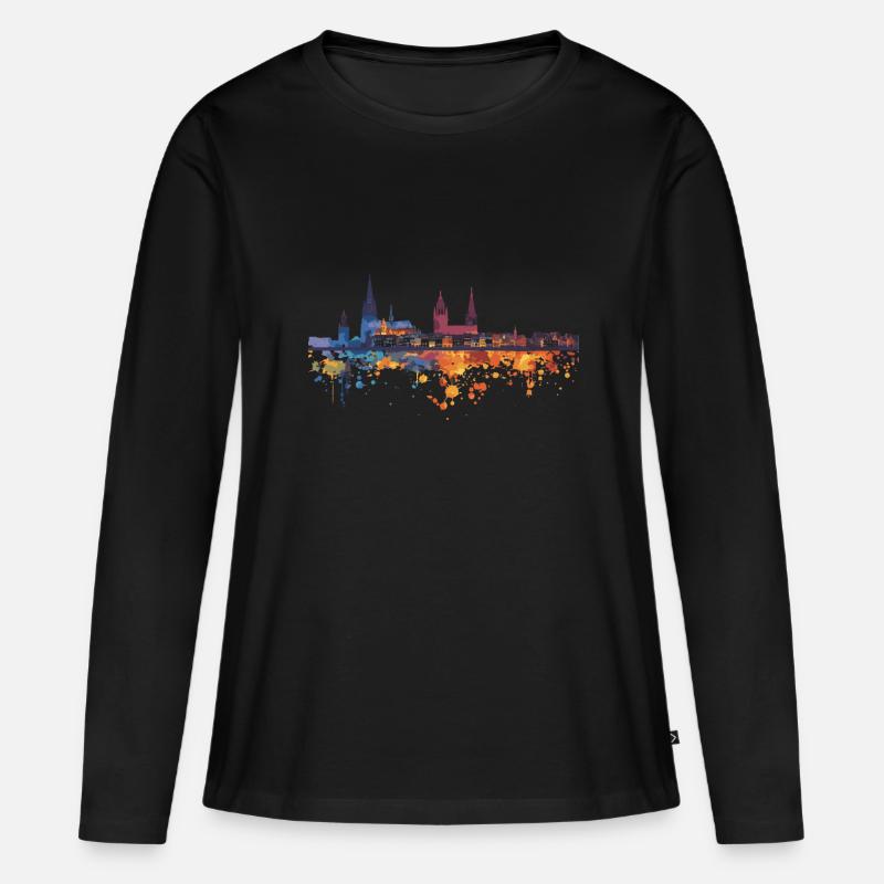 Rheine - Frauen Premium Bio Langarmshirt - Schwarz