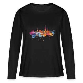 St. Ingbert - Frauen Premium Bio Langarmshirt - Schwarz - Vorne - Julia (174cm)