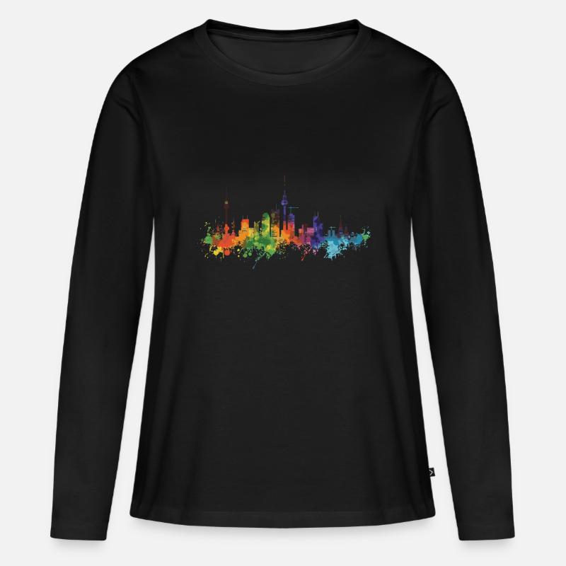 Stuttgart - Frauen Premium Bio Langarmshirt - Schwarz