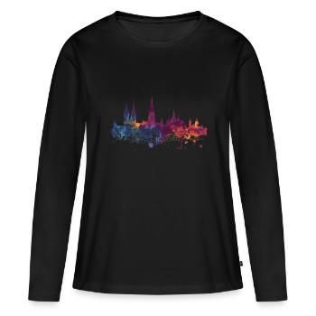 Ulm - T-shirt manches longues Premium bio Femme - noir - Devant - Julia (174cm)
