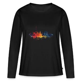 Météo (Ruhr) - T-shirt manches longues Premium bio Femme - noir - Devant - Julia (174cm)