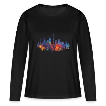 Vers - T-shirt manches longues Premium bio Femme - noir - Devant - Julia (174cm)