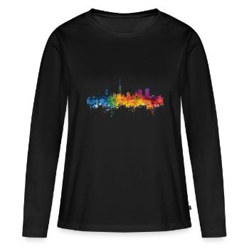 Bochum - Frauen Premium Bio Langarmshirt - Schwarz - Vorne - Julia (174cm)