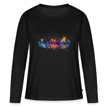 Chemnitz - T-shirt manches longues Premium bio Femme - noir - Devant - Julia (174cm)