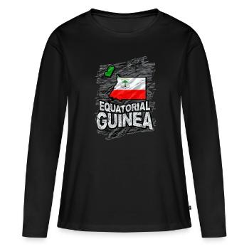 Guinée - T-shirt manches longues Premium bio Femme - noir - Devant - Julia (174cm)