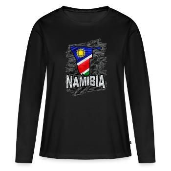 Namibia - Frauen Premium Bio Langarmshirt - Schwarz - Vorne - Julia (174cm)