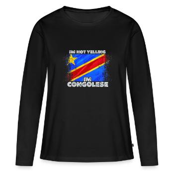 Congo - T-shirt manches longues Premium bio Femme - noir - Devant - Julia (174cm)