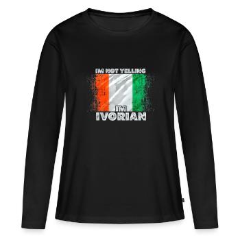 Côte d’Ivoire - T-shirt manches longues Premium bio Femme - noir - Devant - Julia (174cm)