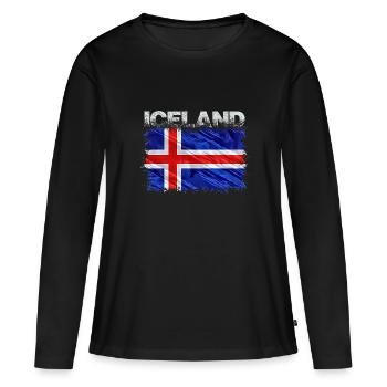 Islande - T-shirt manches longues Premium bio Femme - noir - Devant - Julia (174cm)