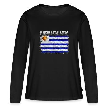Uruguay - T-shirt manches longues Premium bio Femme - noir - Devant - Julia (174cm)