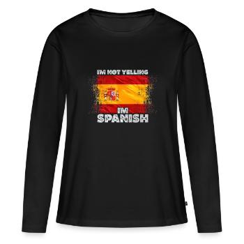 Spanien - Frauen Premium Bio Langarmshirt - Schwarz - Vorne - Julia (174cm)