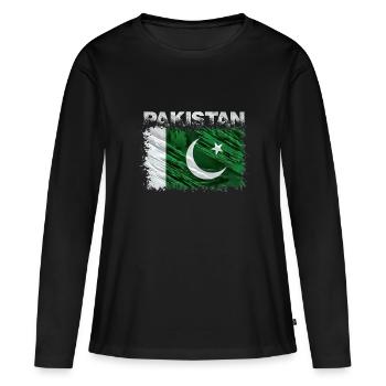 Pakistan - T-shirt manches longues Premium bio Femme - noir - Devant - Julia (174cm)