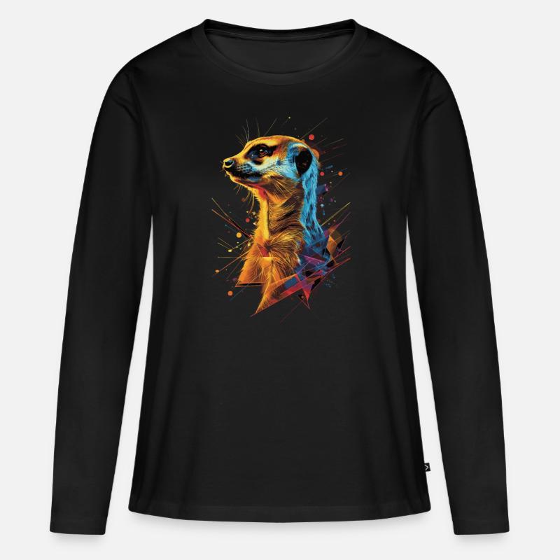 Erdmännchen - Frauen Premium Bio Langarmshirt - Schwarz
