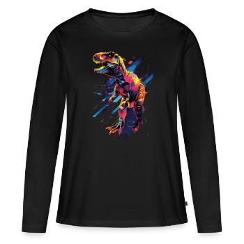 T-Rex - T-shirt manches longues Premium bio Femme - noir - Devant - Julia (174cm)